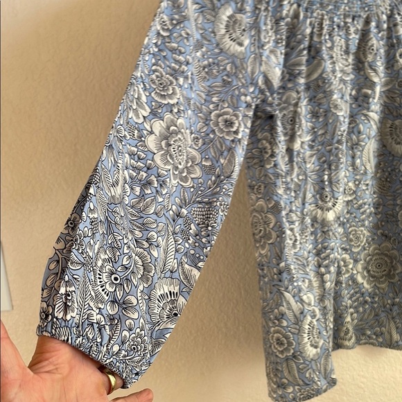 Talbots Blue Long Sleeve Blouse with Paisley Pattern - Picture 3 of 4